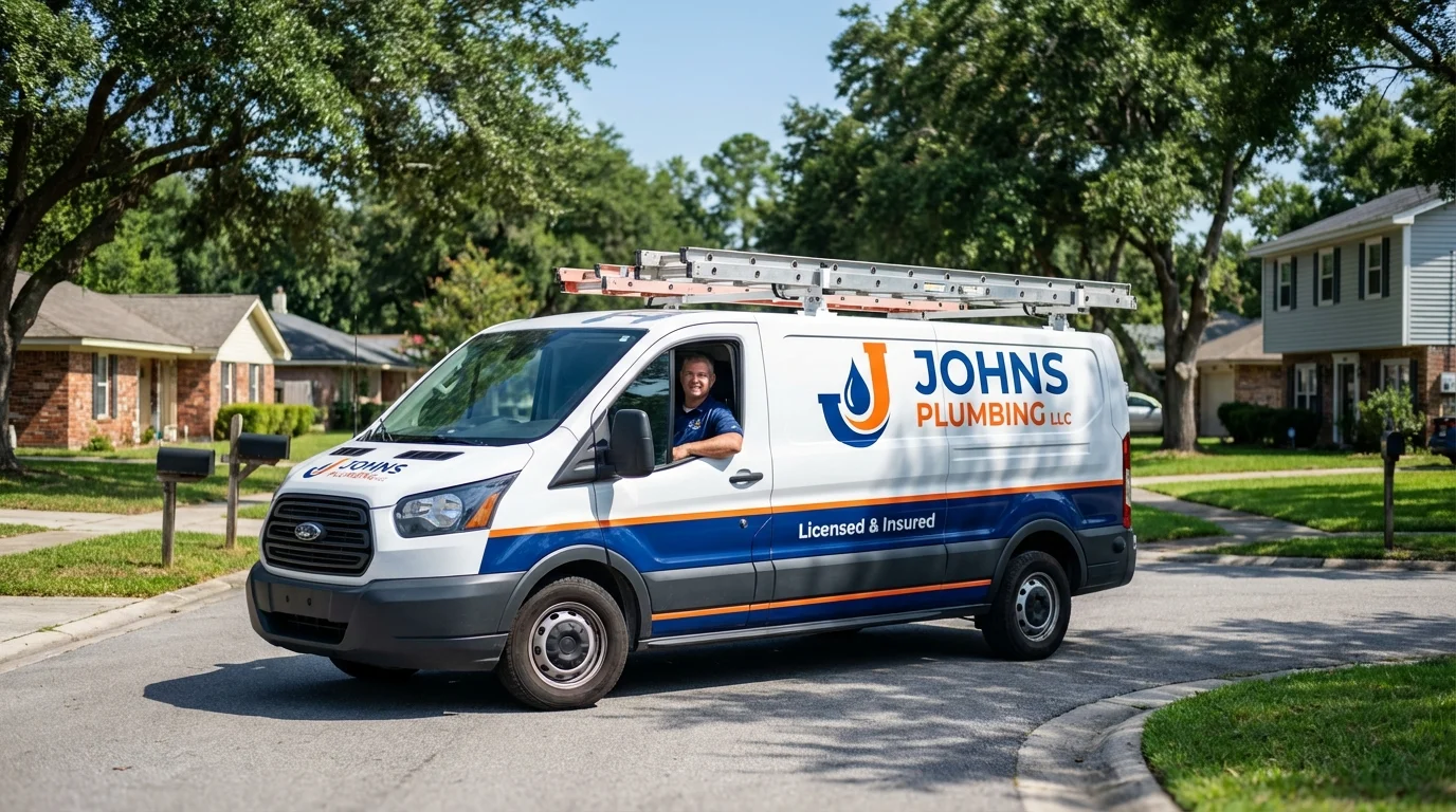 Johns Plumbing LLC service van in Maggie Valley, NC