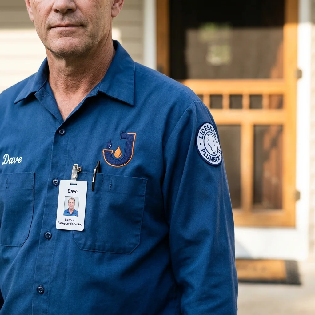 Licensed plumber showing ID badge in Maggie Valley, NC