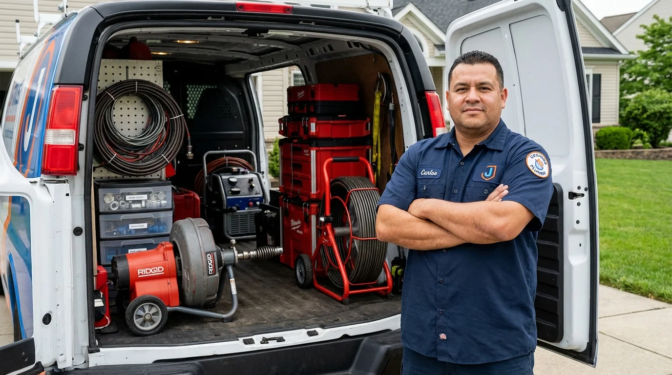 Professional drain cleaning equipment and Johns Plumbing LLC plumber in Maggie Valley