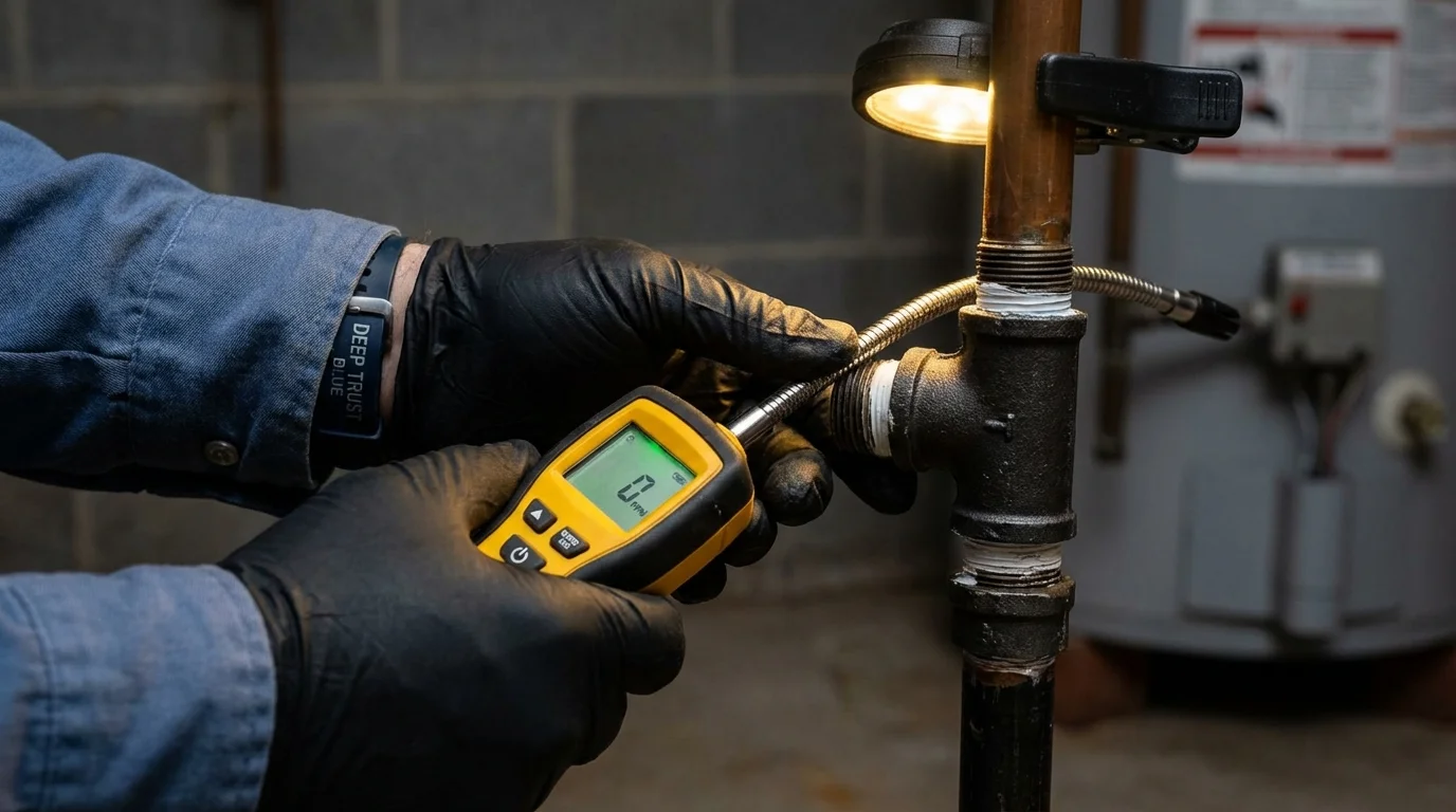Gas leak detection with electronic sniffer by Johns Plumbing LLC in Maggie Valley